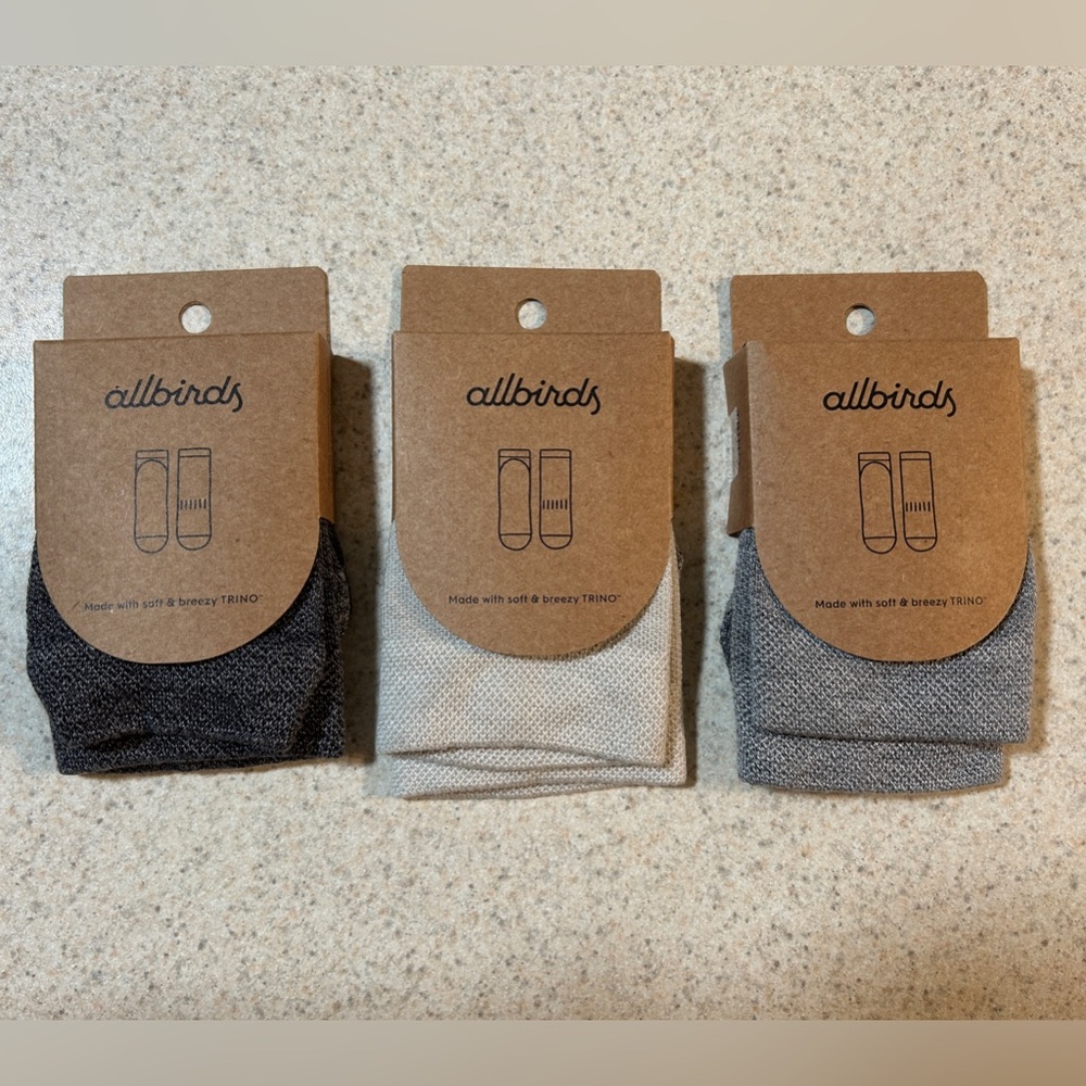 Allbird Quarter Socks - 3 pair - NEW! Colors - Steel, Summertime White, and Onyx